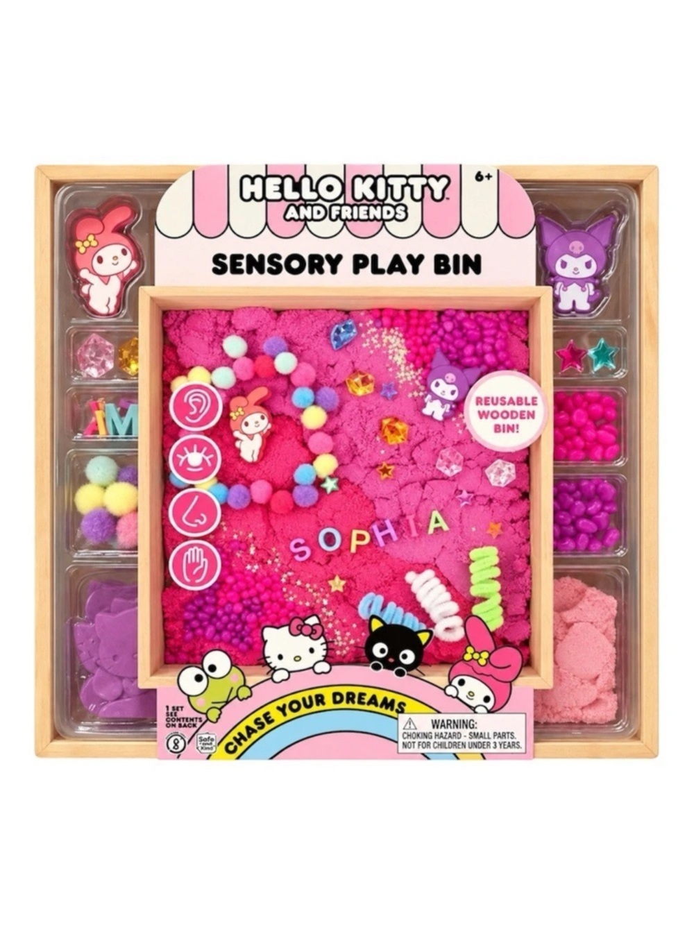 Hello Kitty & Friends Sensory Play Bin Reusable Wooden Box Sand Activity Kit 6+